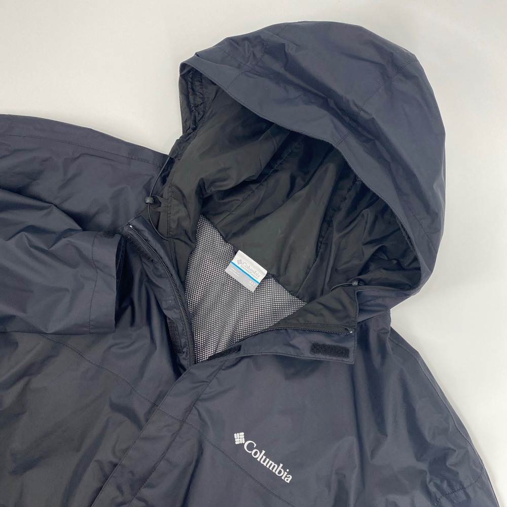 Columbia Rain Jacket Mens 4XT Black Omni Tech Hooded Windbreaker Gorpcore